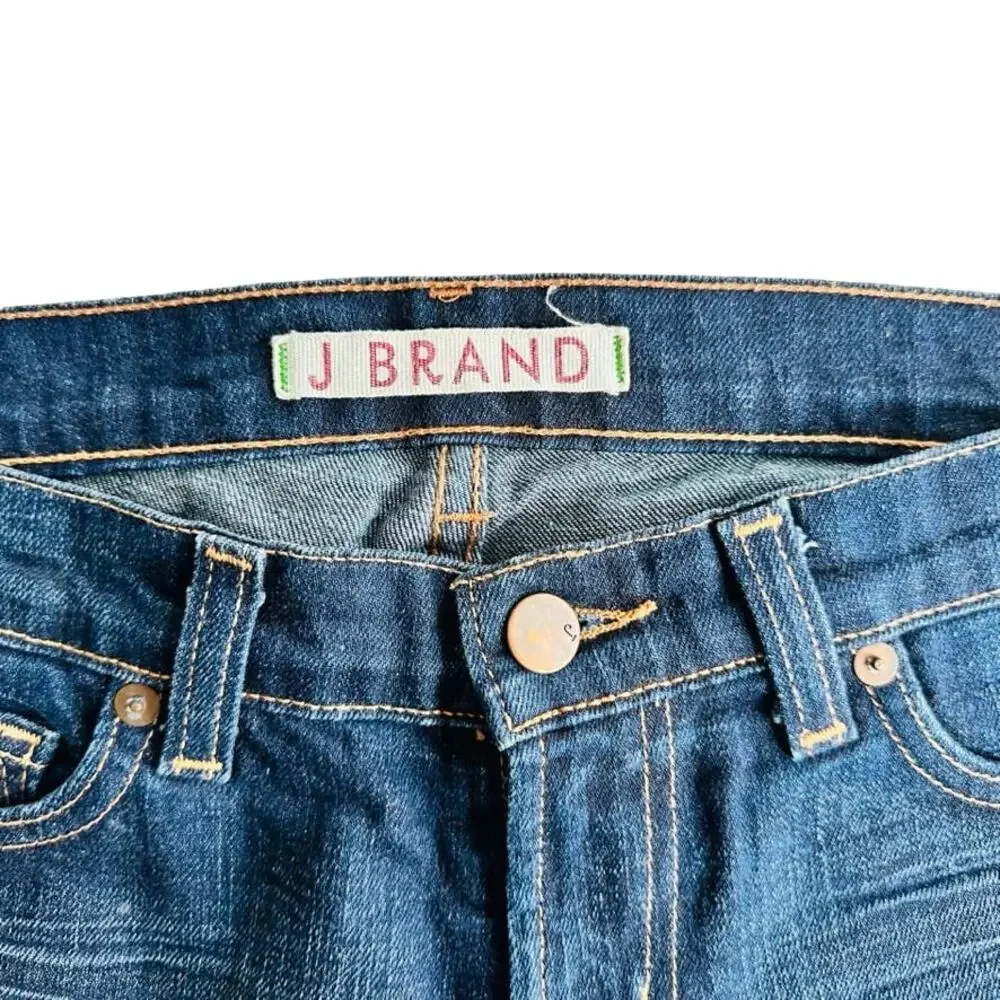 J Brand Jean Short Long Bermuda Size 26 5 Pocket Belted Mid Rise Stretch